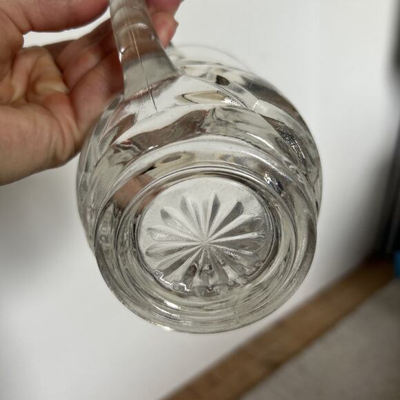 Vintage Anchor Hocking Star of David Small Pitcher Clear Heavy Glass Drink ware - Picture 5 of 8